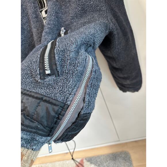 90s Streetwear Fleece Bomber Jacket by Clench Size XL Blue/Black - Picture 4 of 7